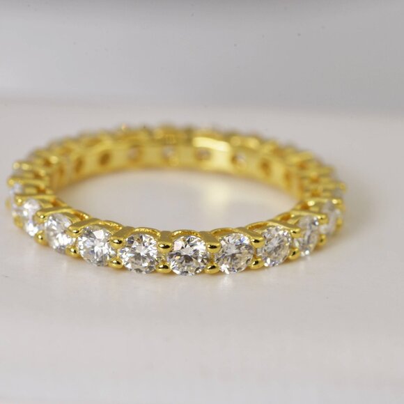 GRA Certified 3mm All Moissanite Eternity Band Ring 925 Sterling - Picture 2 of 6